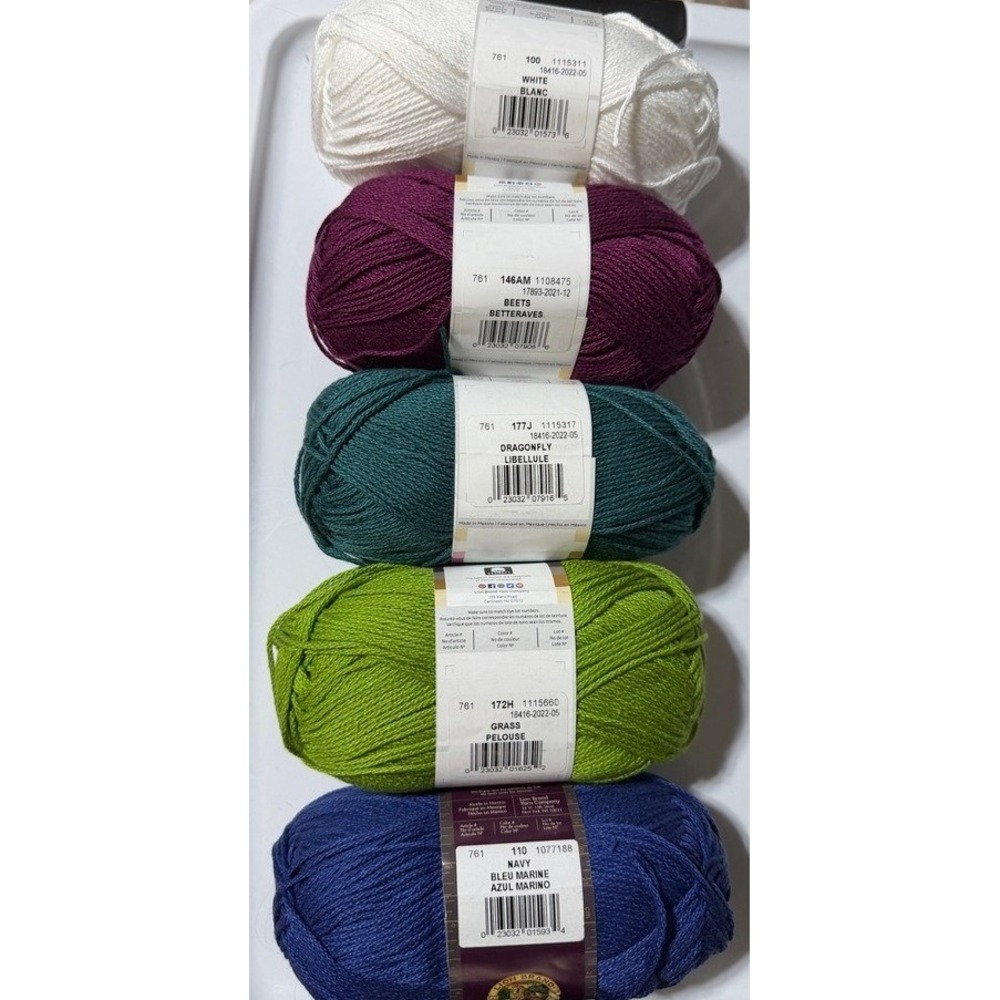 Lion Brand 24/7 Cotton Yarn 7 full, 3 half Skeins - Winter Bundle